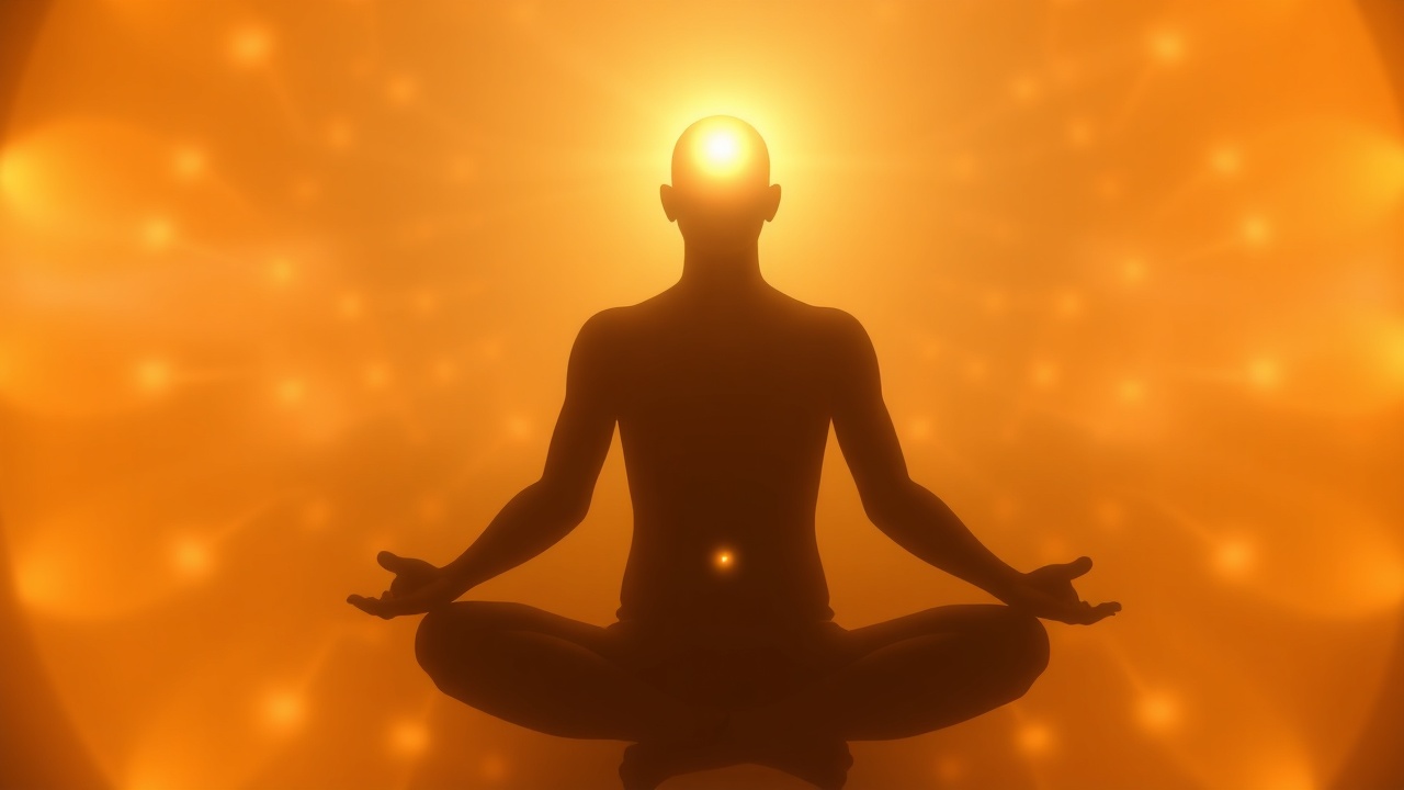 Светящаяся аура человека в медитации