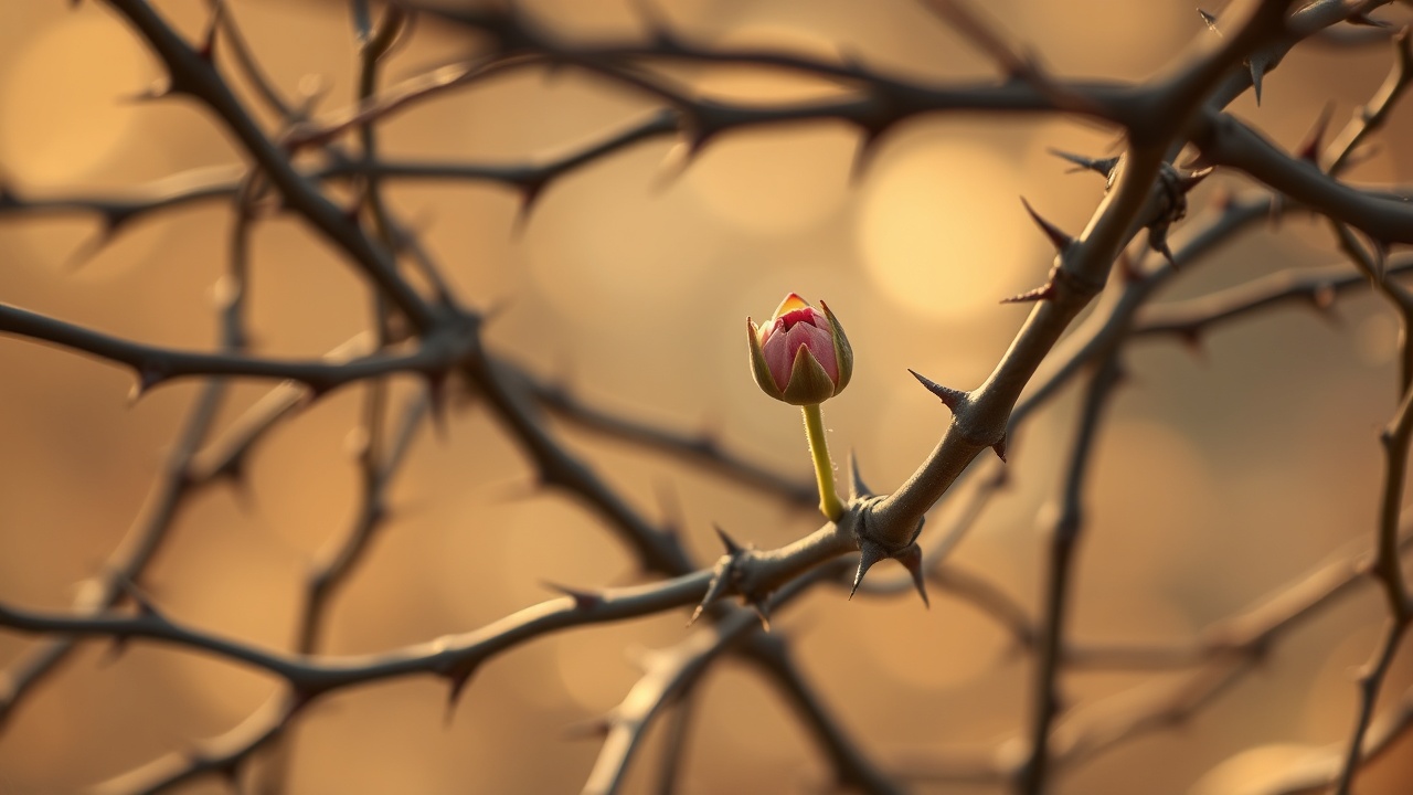 Шипы с бутоном цветка внутри