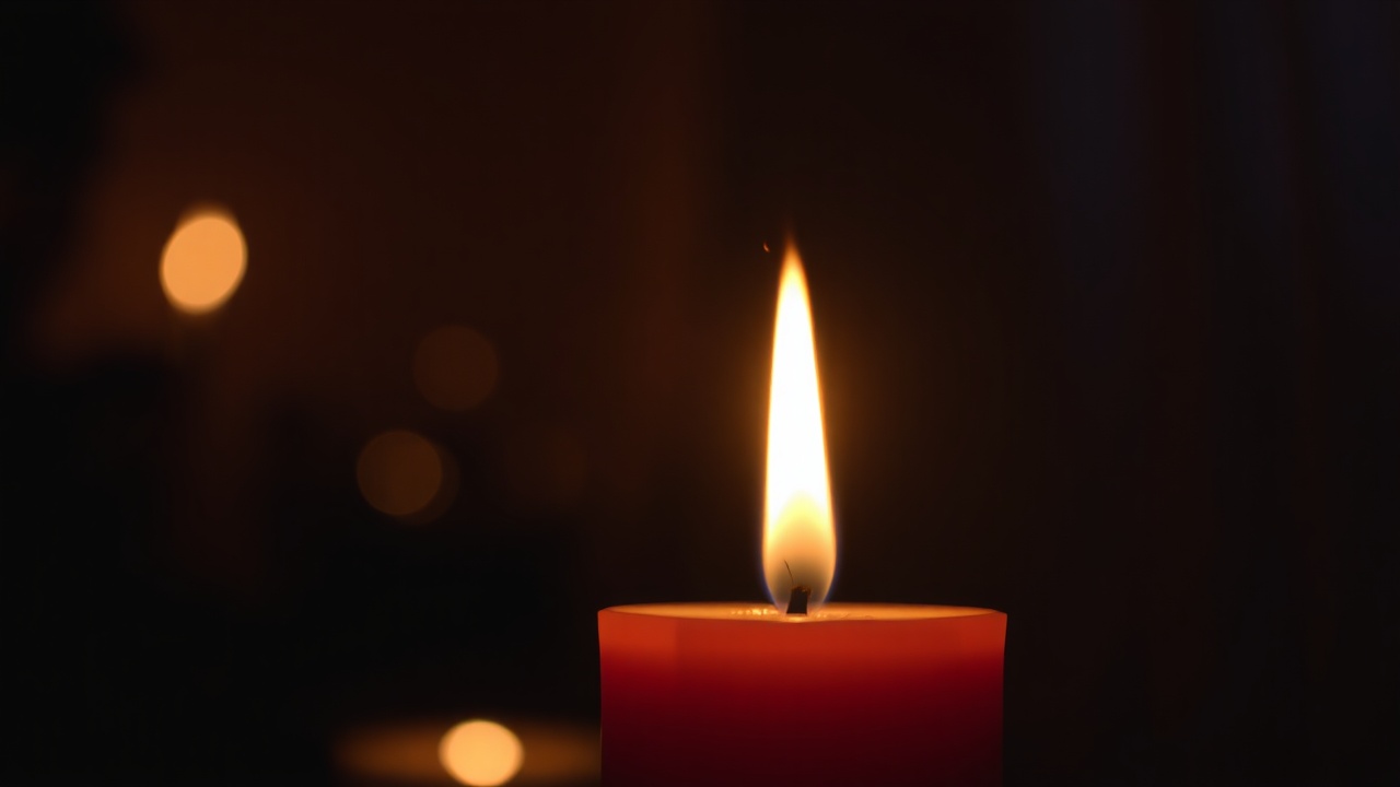 Тускнеющее пламя свечи в сумерках