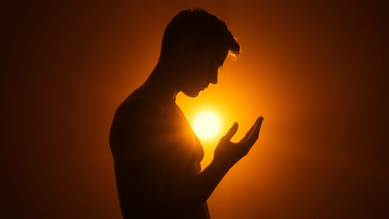 Тело с золотым внутренним свечением