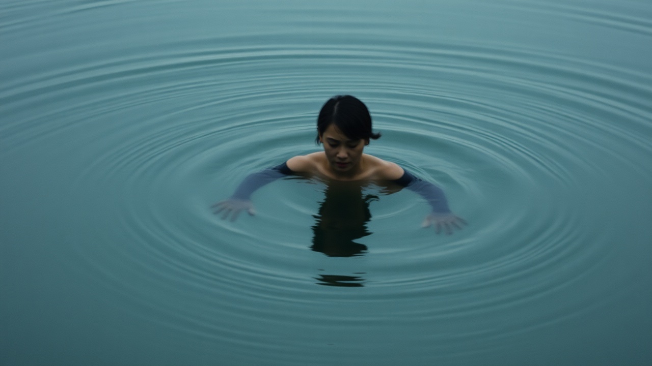 Отражение растворяется в водной ряби